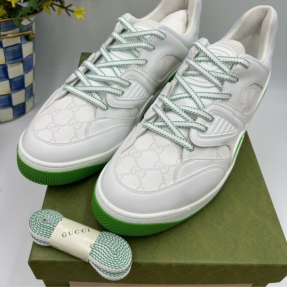 Men’s Gucci, GG demetra leather basket sneakers size 12.5 made in Italy - Picture 9 of 11